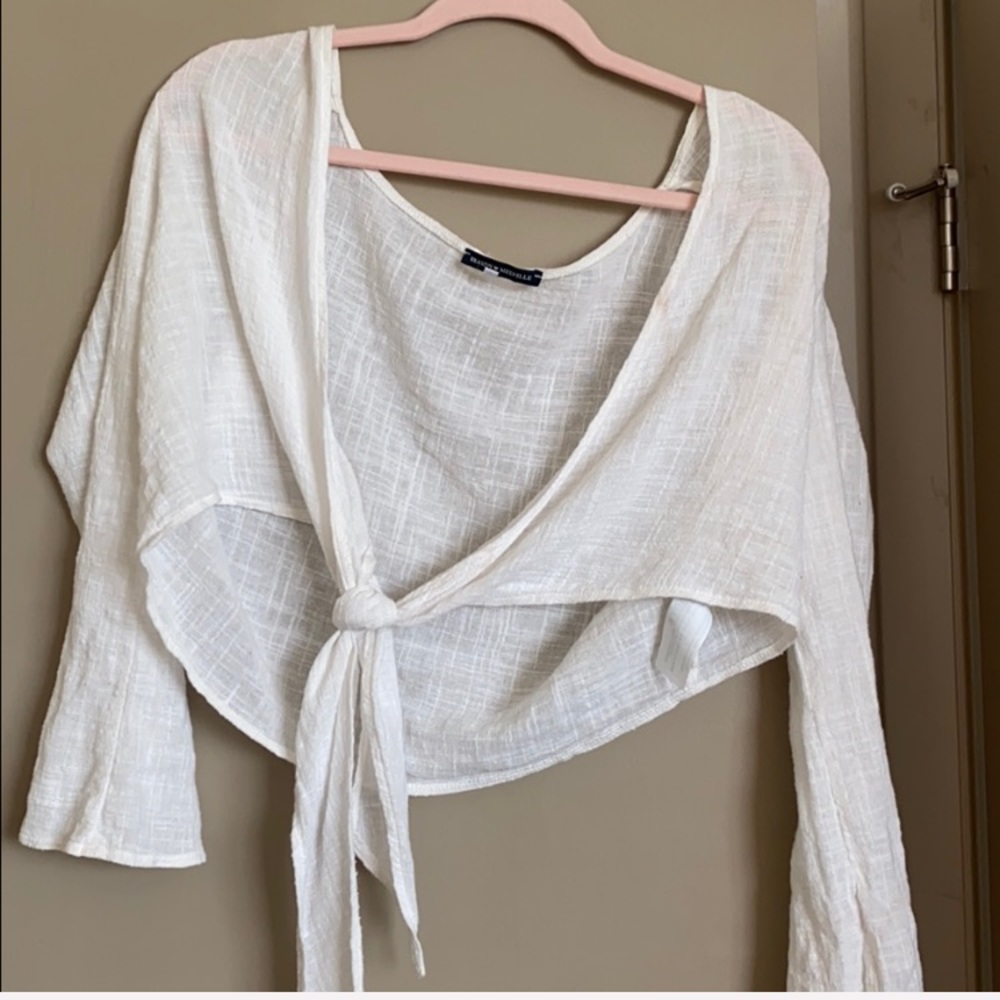 White tie up shirt